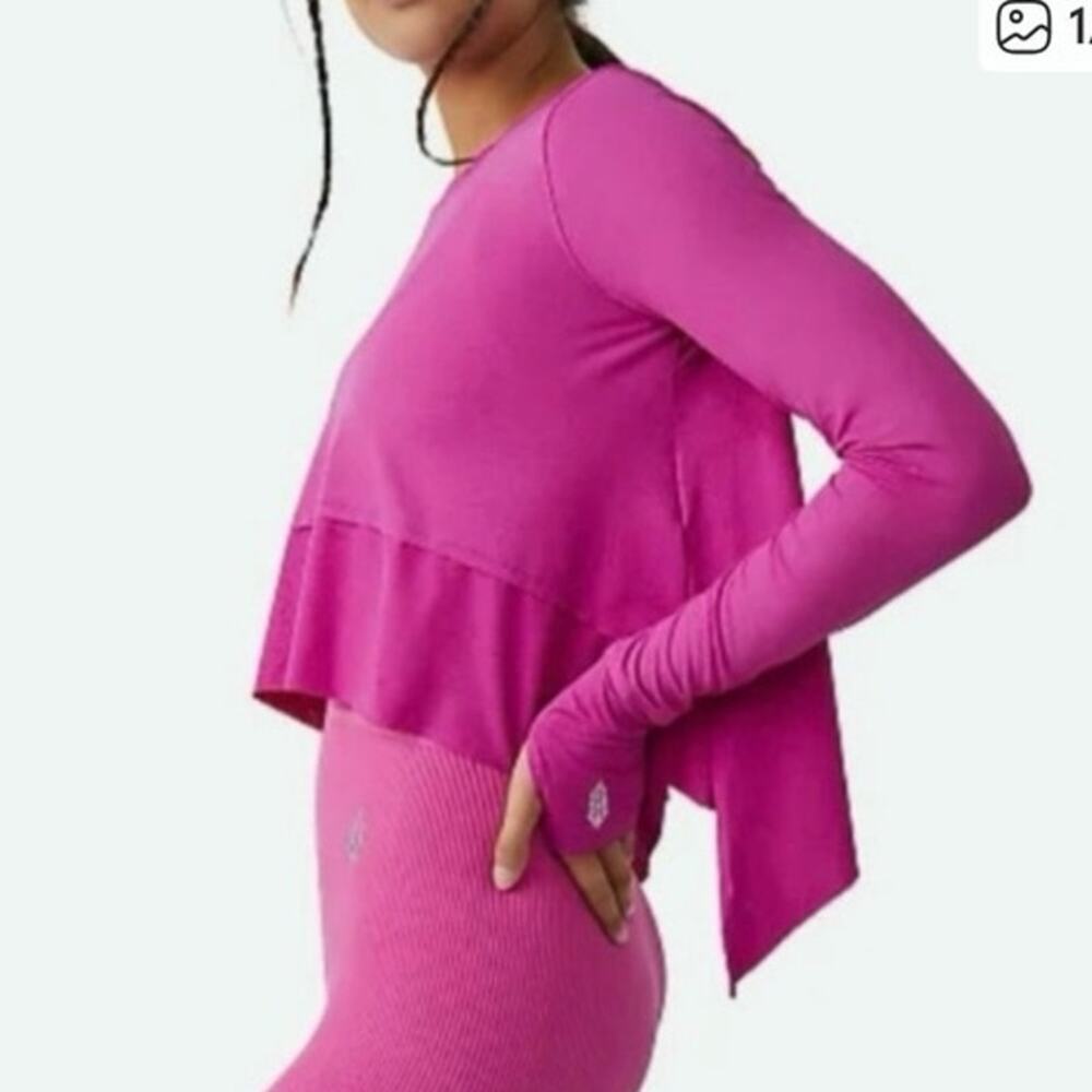 Free People Tempo Long Sleeve Top Deep Mulberry Purple size S Festival Summer - Picture 11 of 11